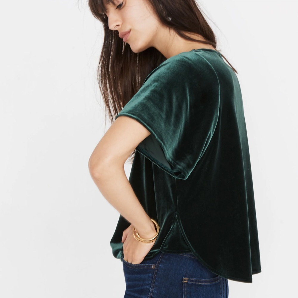 Madewell Green Velvet Butterfly Top XL - Picture 5 of 7